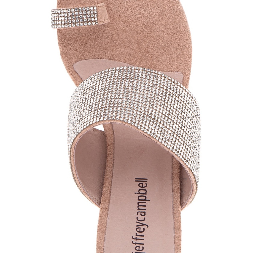 Jeffrey Campbell Tan and Silver Rhinestone Elina Sandals